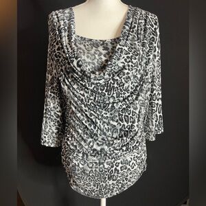 Leopard Print Cowl Neck Top